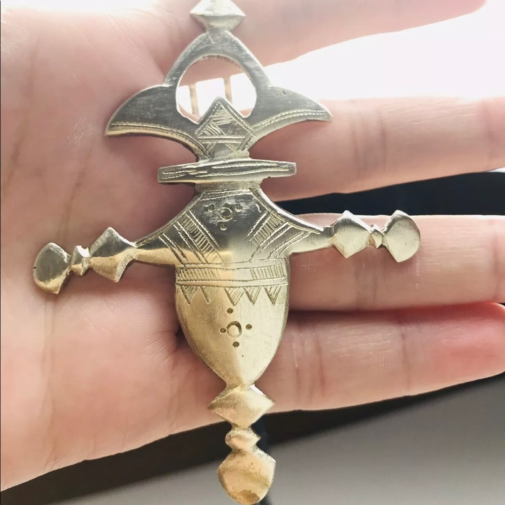 Vintage Antique Cross Silver Onyx Necklace Unique